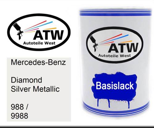 Mercedes-Benz, Diamond Silver Metallic, 988 / 9988: 500ml Lackdose, von ATW Autoteile West.